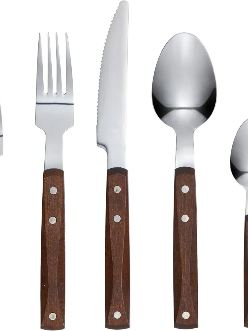 IKEA RUSTIK Stainless Steel Cutlery Set with Brown Wood Handles Vintage Inspired